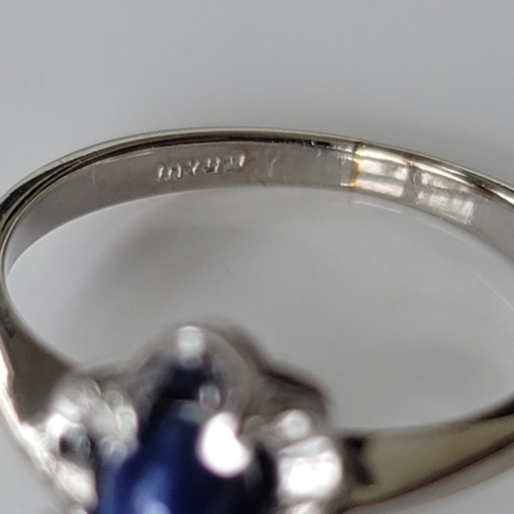 Vintage 10K Solid White Gold Genuine Lindy Star Blue Sapphire Ring Size 5.5 - Picture 9 of 14